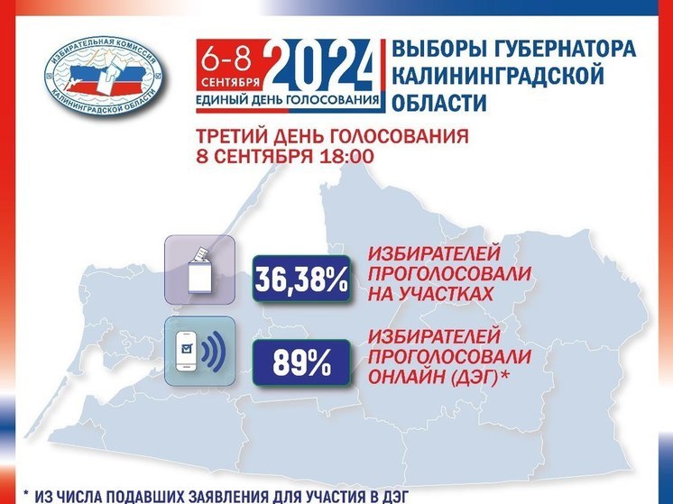 36,38% калининградцев проголосовали на выборах губернатора региона к 18.00