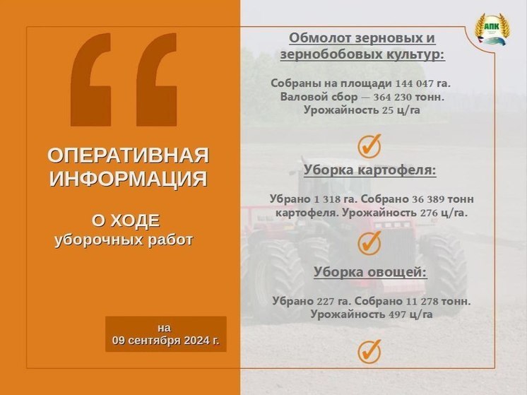 Тюменские аграрии убирают урожай с полей