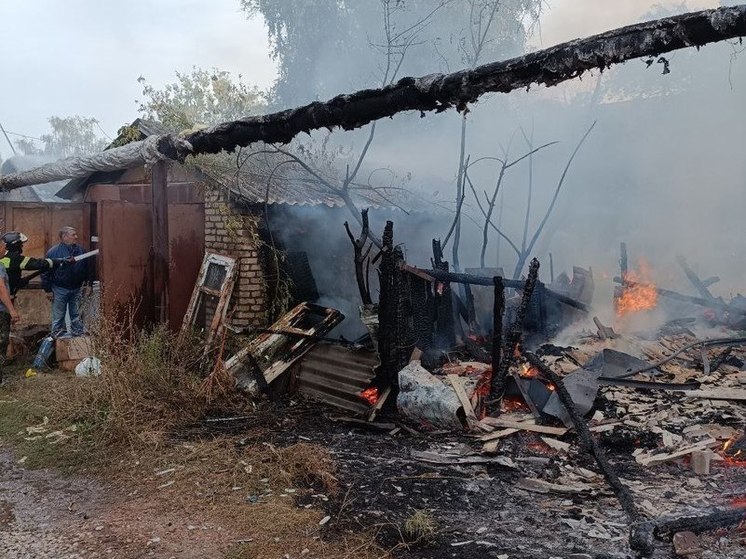 Пожар в Моршанске: огонь повредил гаражи на улице Хлебная