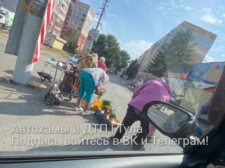 Тульские пенсионерки устроили торговлю на проезжей части и вызвали негодование водителей