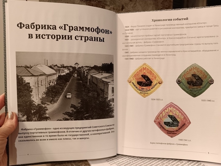 В Музее города Гатчины презентовали книжку «История забытой фабрики «Граммофон», сообщила пресс-служба администрации Гатчинского округа. Ее автор-составитель — журналист газеты «Гатчинская правда» Татьяна Можаева, а идея книги принадлежит коллекционеру, краеведу и создателю музея патефонов Анатолию Горбатенко.