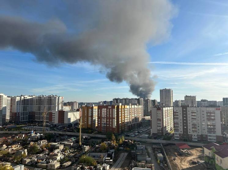 Открытый огонь на мебельном комбинате в Барнауле потушен