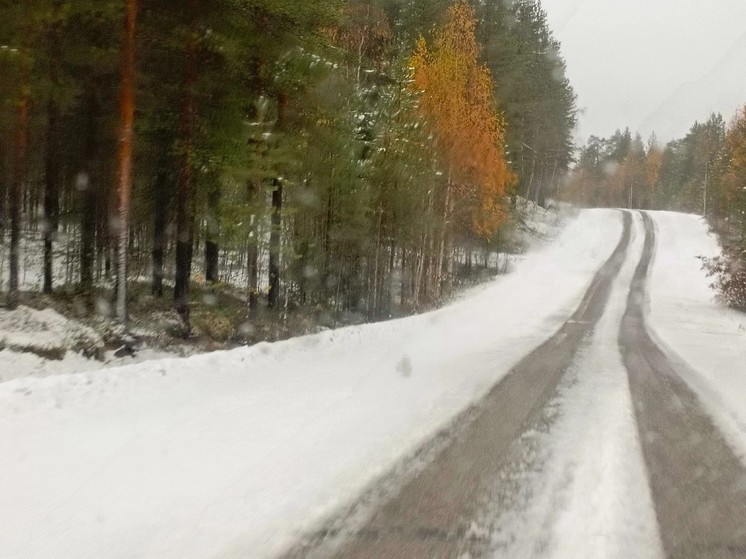 Первый снег выпал в Карелии