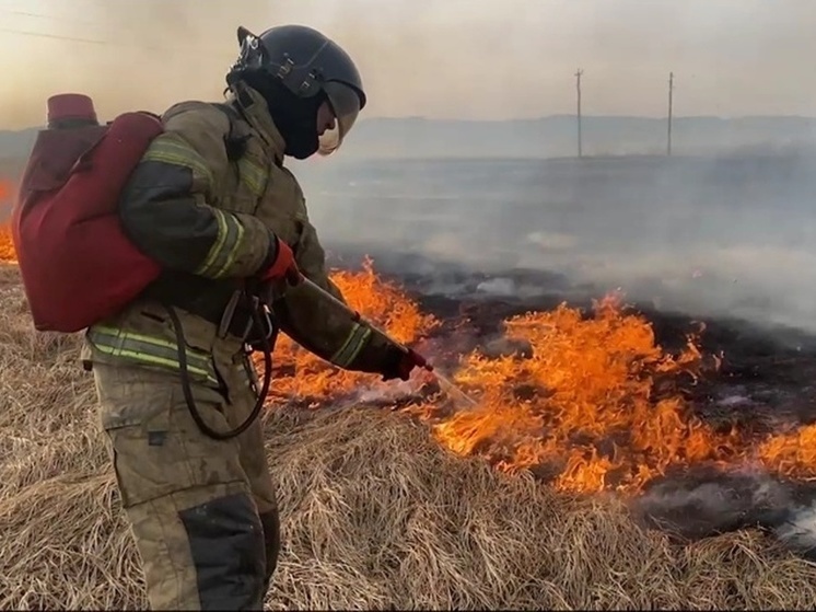 Степной пожар перешел в Забайкалье из Монголии