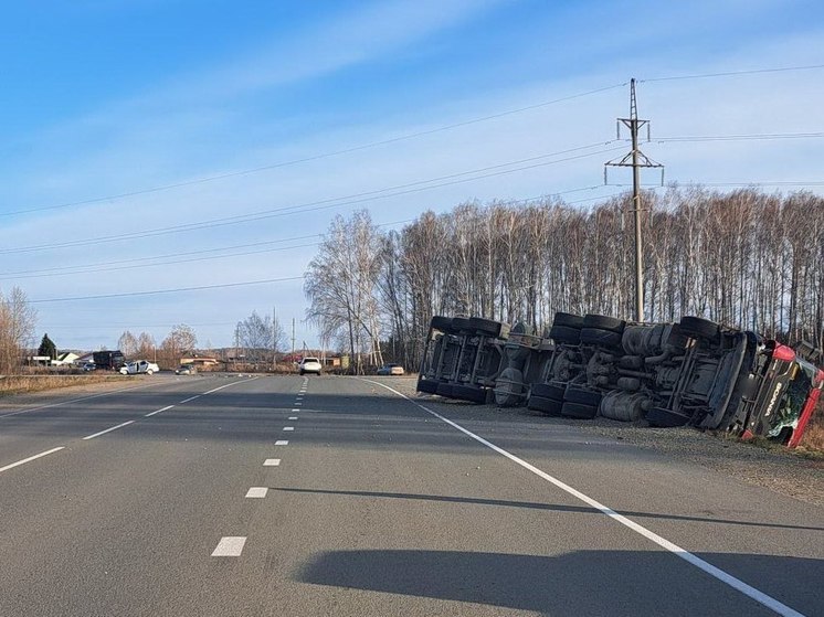 Грузовик Scania перевернулся в Зырянском районе Томской области