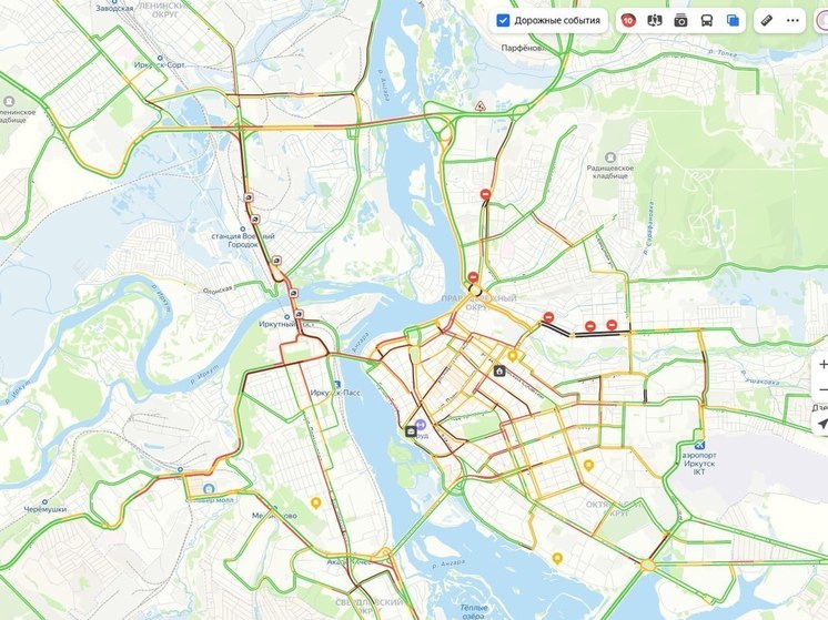В Иркутске пробки 10 баллов