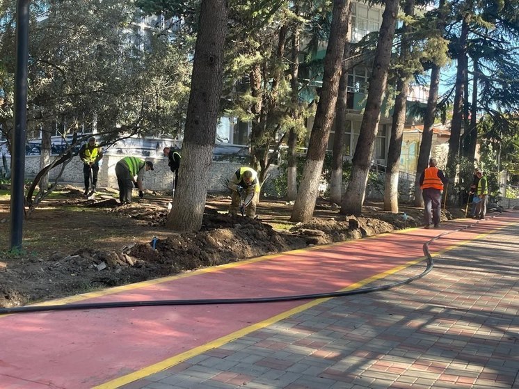 В парках и скверах Алушты устанавливают автоматическую систему полива