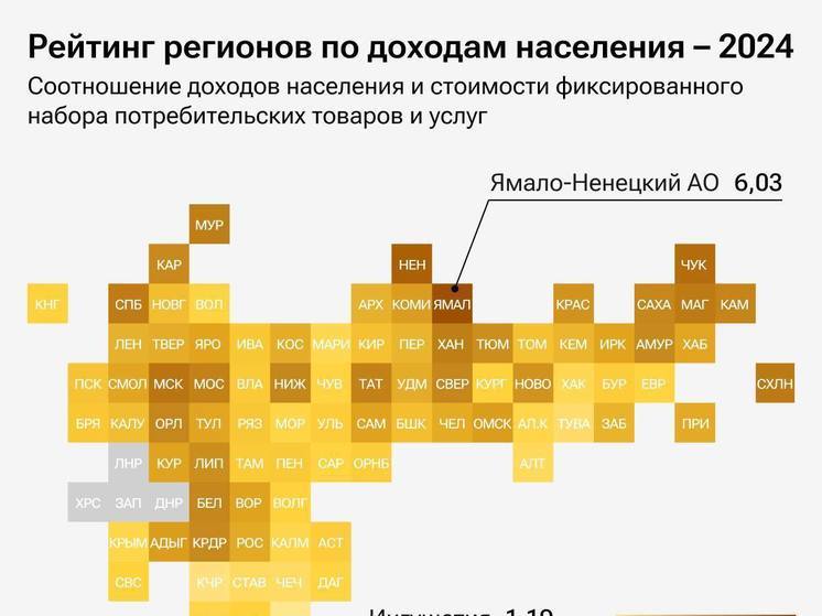 Калмыкия оказалась на девятом месте с конца в рейтинге российских регионов по доходам населения