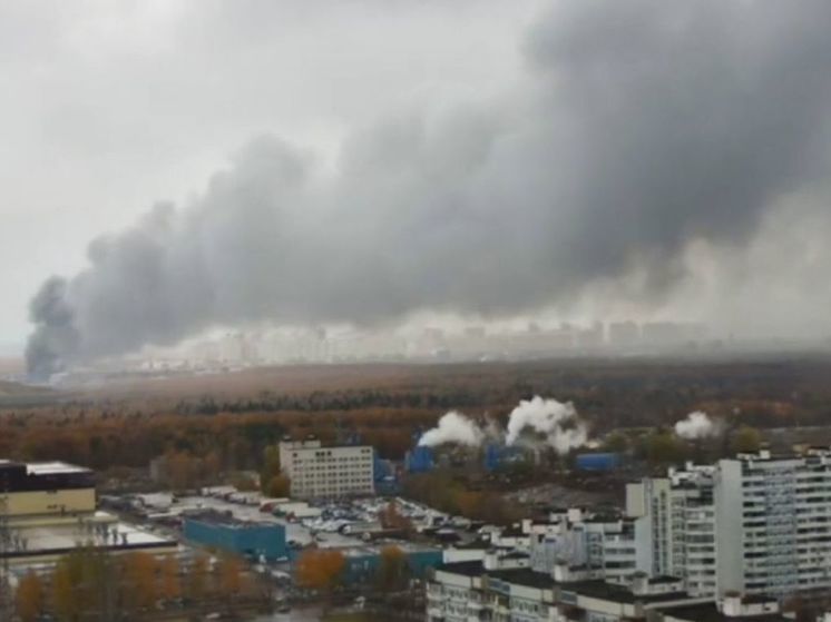 Пожар в Долгопрудном задымил Москву