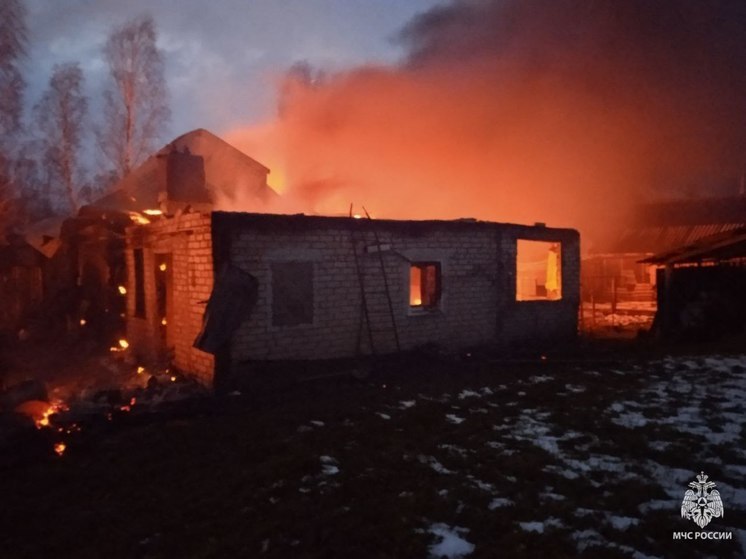 В брянском селе Бяково сгорели жилой дом и хозпостройка