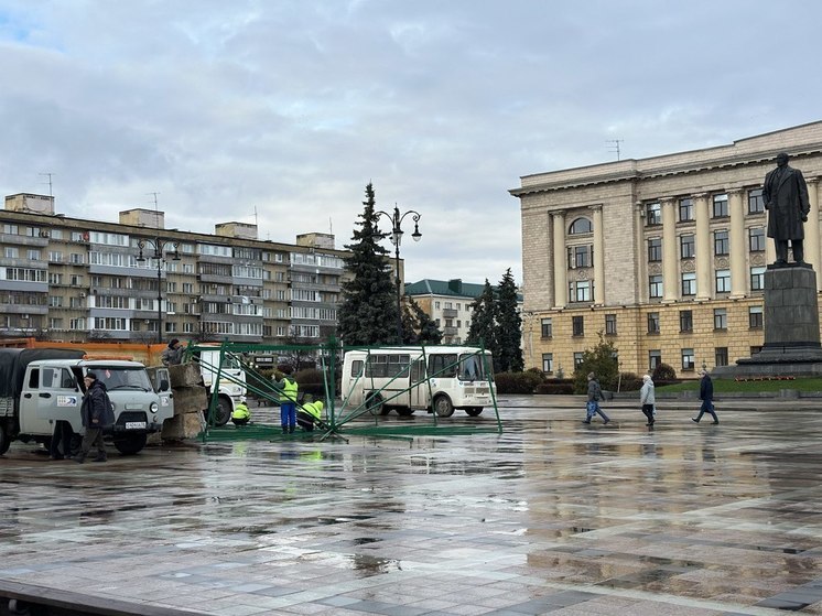 В Пензе начали установку елки на площади Ленина