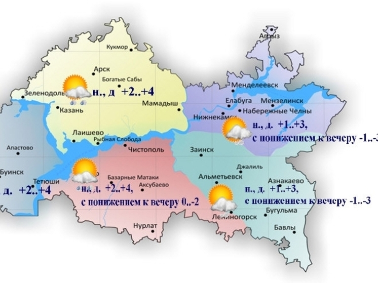 Татарстане ожидается снег и до трех градусов мороза