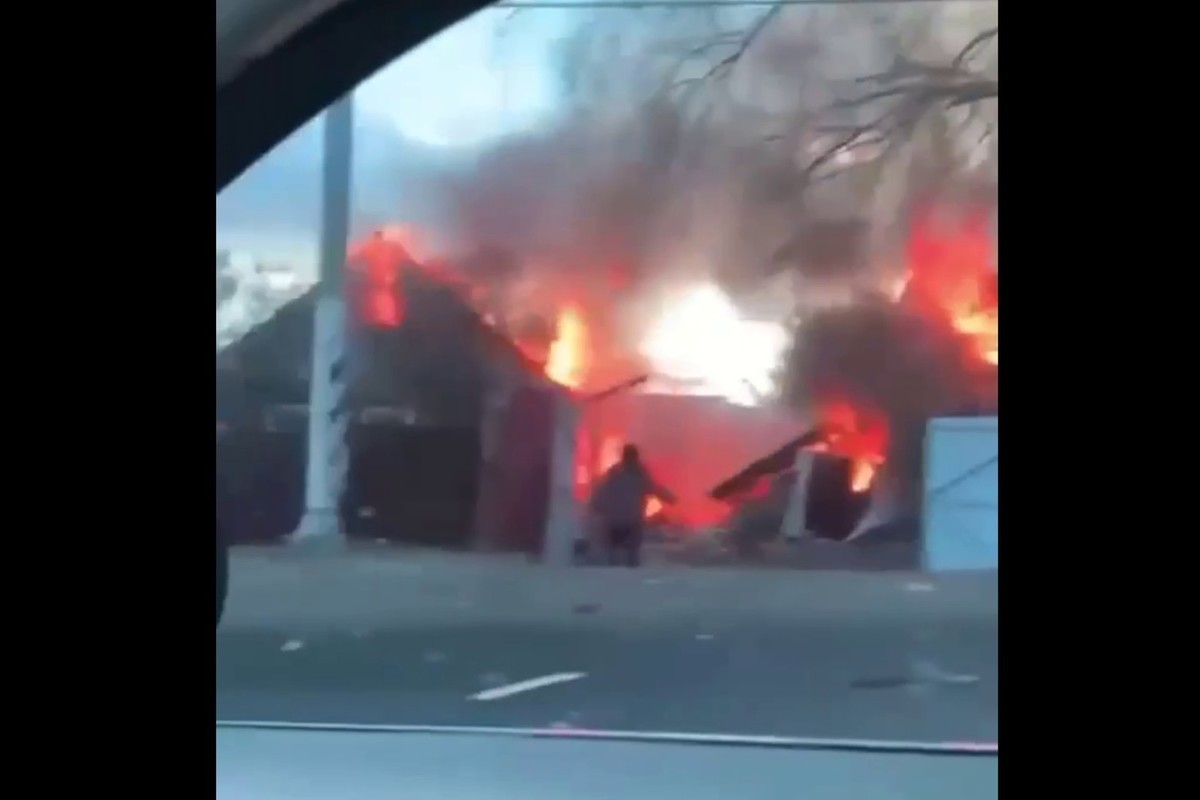 Появилось видео атаки беспилотника на Киев