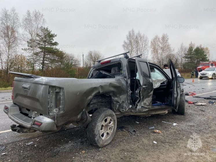 Брянские спасатели деблокировали из машины пострадавшего в массовом ДТП