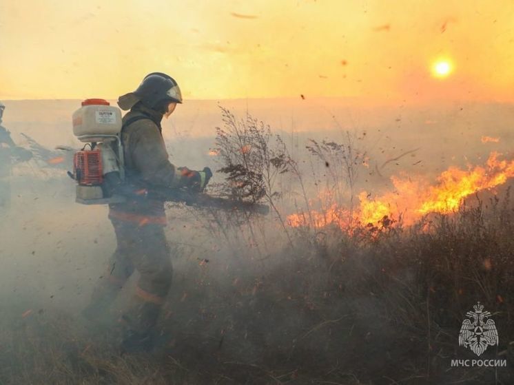 В Усть-Абаканском районе загорелась степь