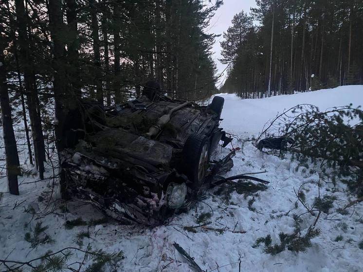 На трассе ЯНАО иномарка вылетела в кювет и перевернулась на крышу