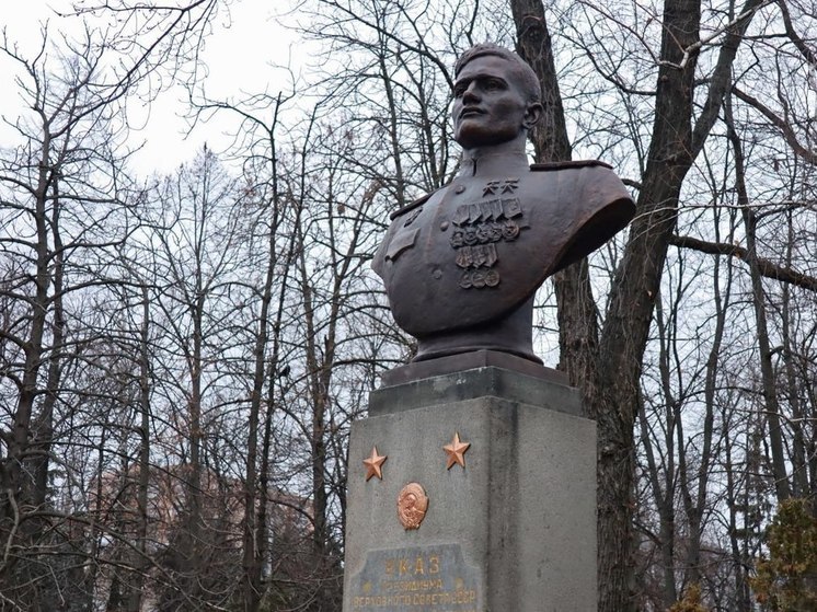 В Курске отремонтировали бюст дважды Героя Советского Союза Андрея Боровых