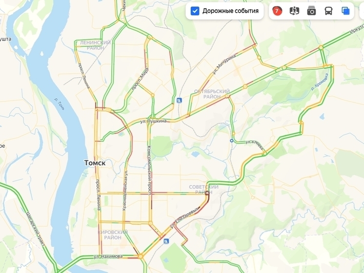 Томичи заканчивают рабочий день в 7-бальных пробках 2 декабря