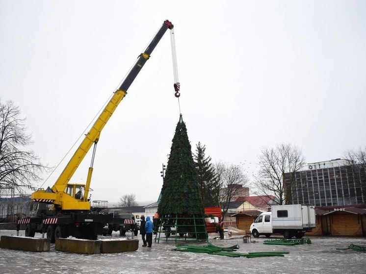 В центре Кинешмы устанавливают главную елку