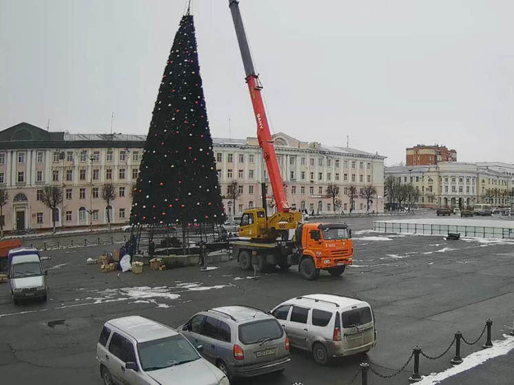 На площади Ленина в Йошкар-Оле установили елку