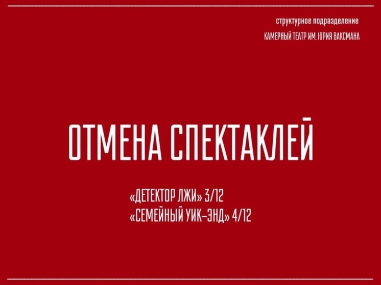 В Ярославле отменили 2 спектакля Камерного театра