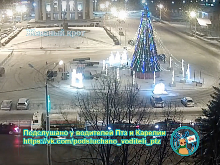 Новогоднюю елку зажгли на площади Кирова в Петрозаводске