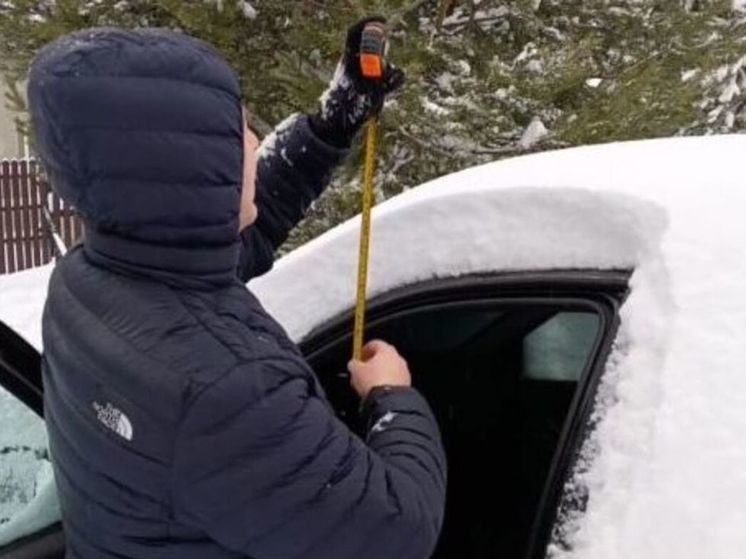 Автовладельцы Подмосковья измеряют толщину снега на своих машинах