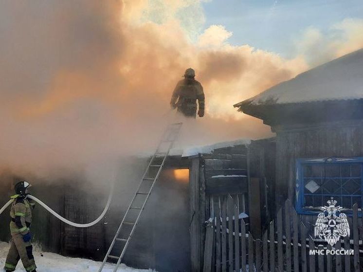 В городе Асино Томской области во время пожара частично обрушилась крыша дома