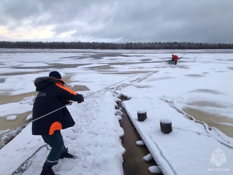 В Поморье спасатели вытащили из ледяной воды пенсионера и собаку