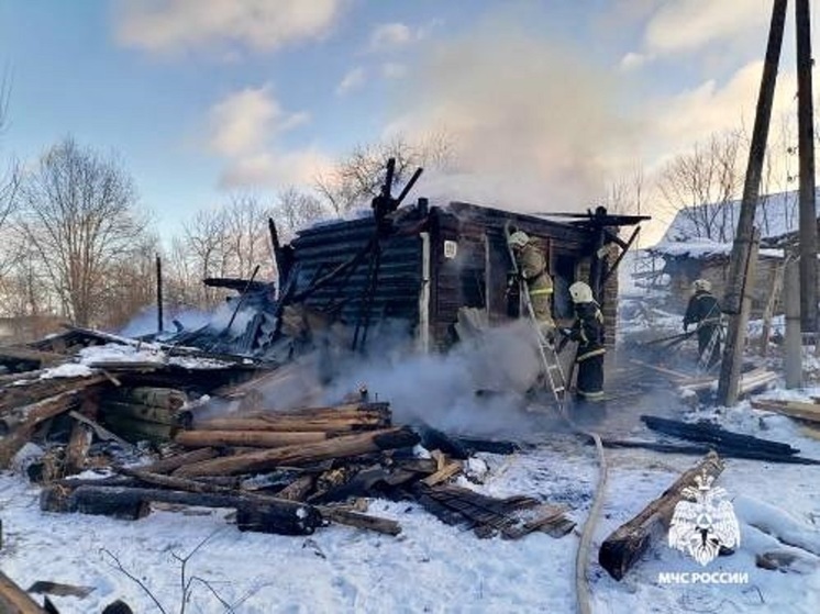 В Тверской области огонь уничтожил деревянный дом