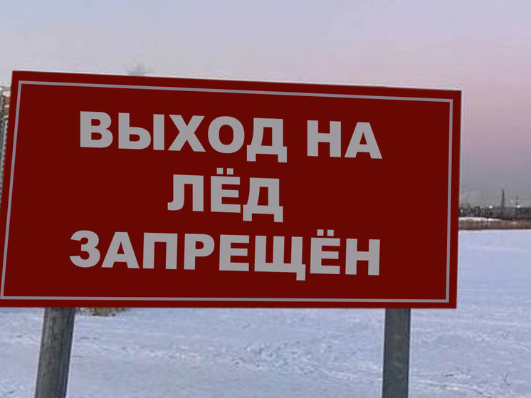 Три человека вышли на лед рядом с запрещающим знаком в Боровичском районе