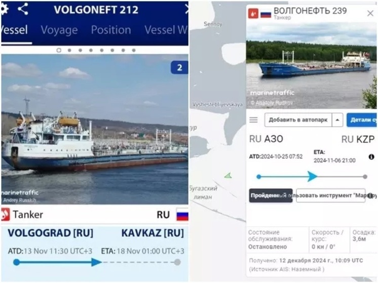 Два танкера, потерпевшие крушение, плыли в порт «Кавказ» через Ростовскую область