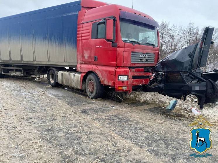 Водитель ВАЗа врезался в грузовик MAN и погиб в Самарской области 17 декабря