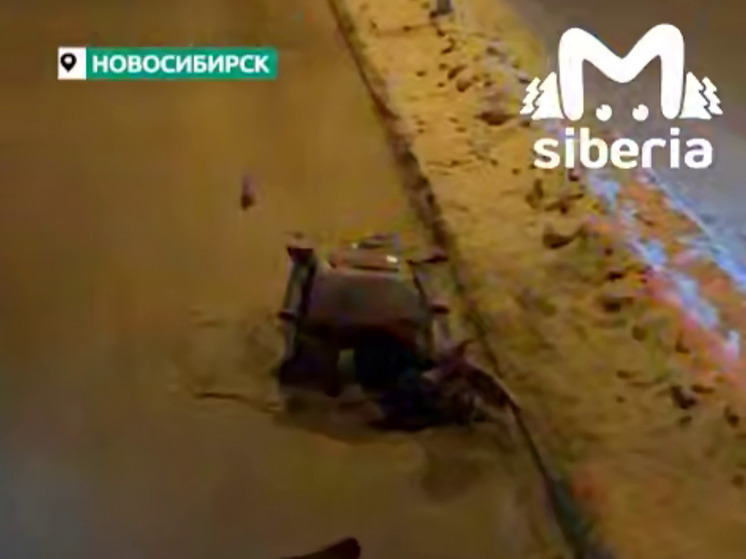 В Новосибирске BMW разорвалась на части после столкновения с мостом