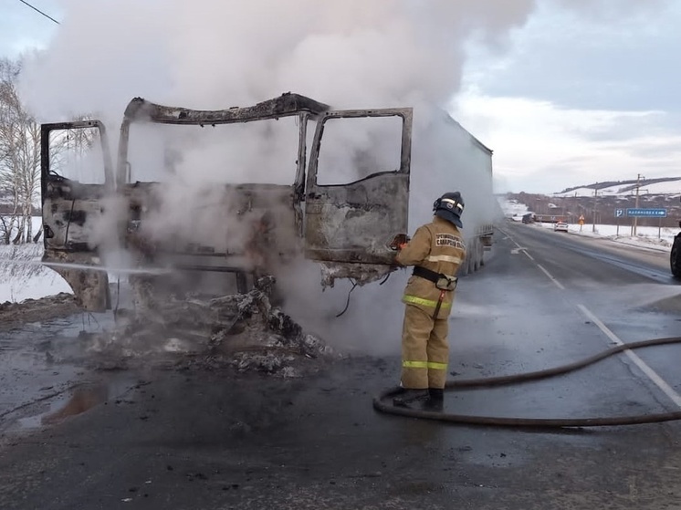 На трассе M-5 в Сергиевском районе Самарской области горел грузовик MAN