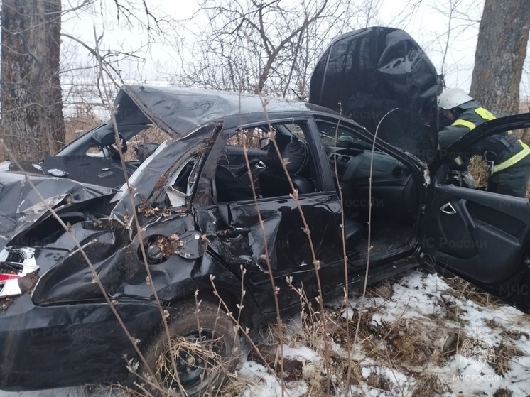 В Орловской области автомобиль улетел в кювет на трассе Р-92