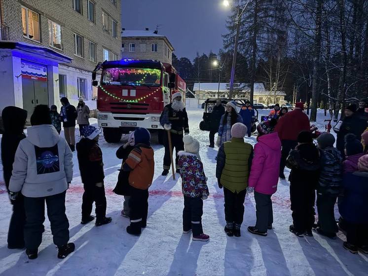 Новогодний праздник для детей организовали спасатели в Тихвинском районе