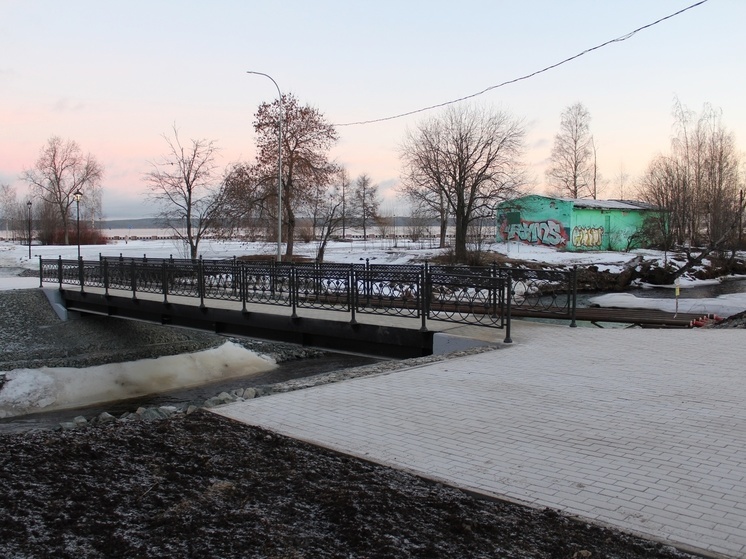 Новый пешеходный мост через Лососинку открыли в Петрозаводске