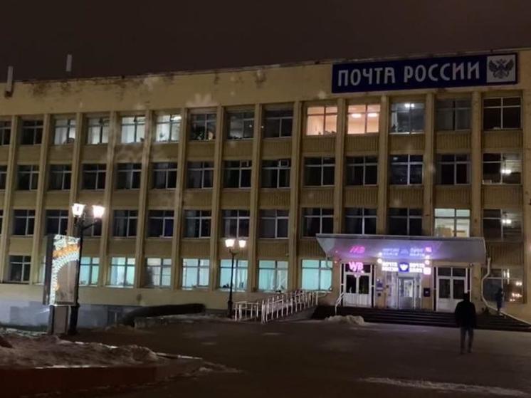 Проекция снежинок появилась на здании Главпочтамта в Рязани
