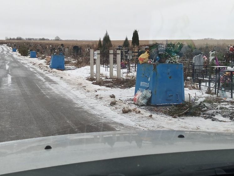 На кладбище в Орле перевернули все мусорные контейнеры