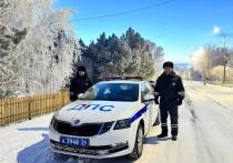Сотрудники ГАИ спасли водителя, застрявшего в снегу на проселочной дороге в Шушенском районе Красноярского края