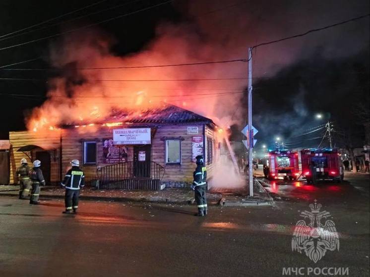 В Ельце сгорело кафе на улице Ленина