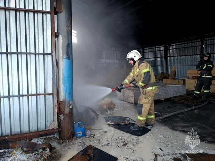 Пожарные ликвидировали возгорание в металлической постройке в Пскове