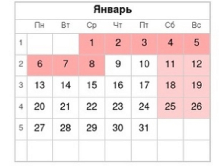 Первая рабочая неделя в новом году будет для костромичей двухдневной