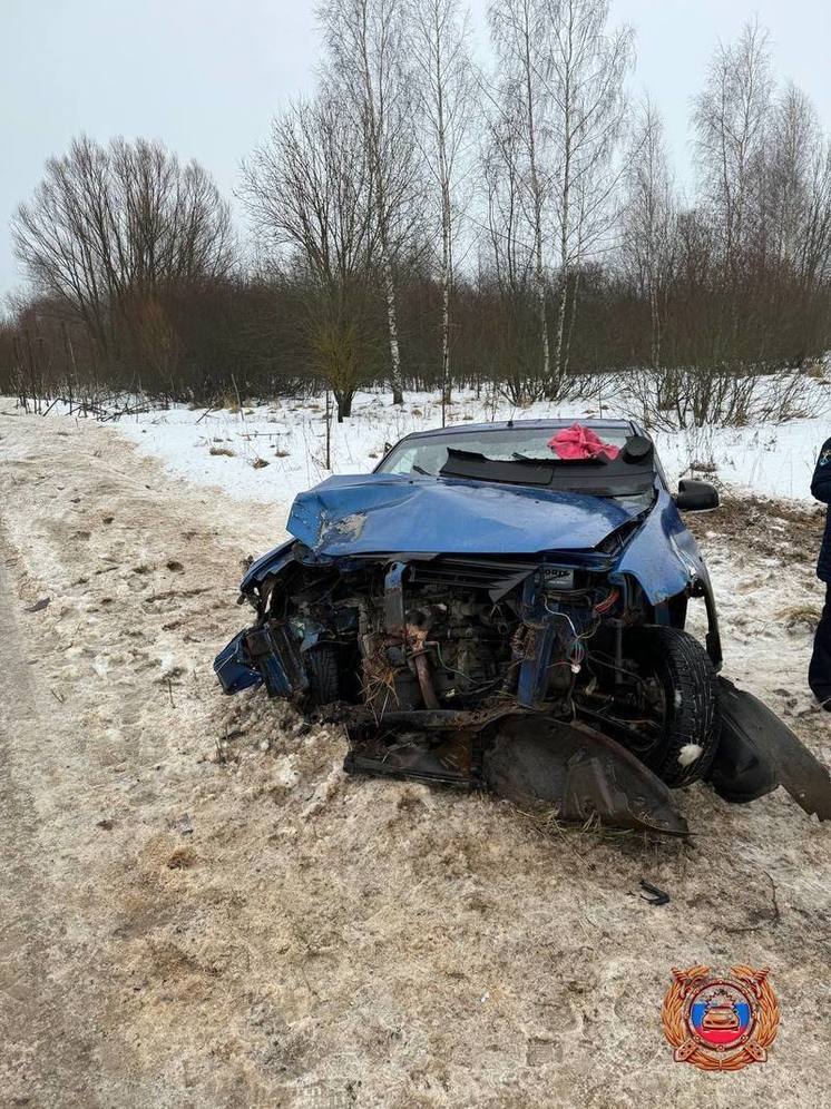 В Тверской области иномарка съехала с дороги и врезалась в дерево