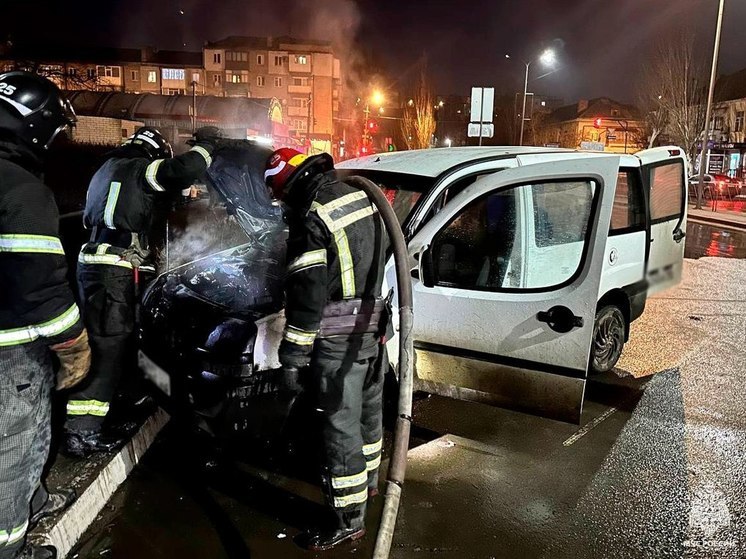 В Бердянске загорелся легковой автомобиль: Спасатели МЧС потушили пожар