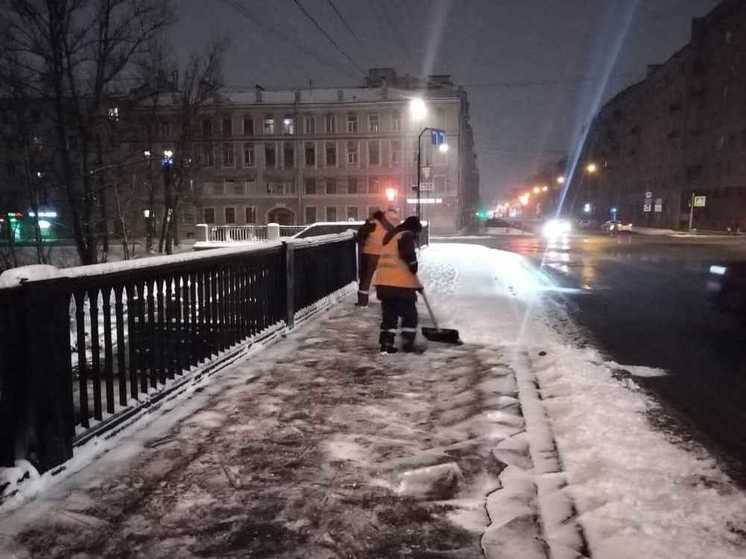 Мосты в Петербурге очистили от мокрого снега из-за внезапной оттепели