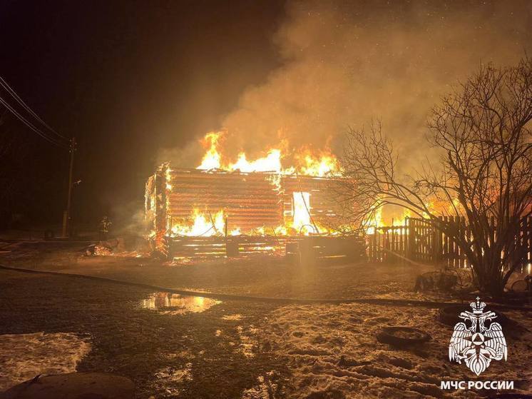 Огонь уничтожил дом в Тверской области