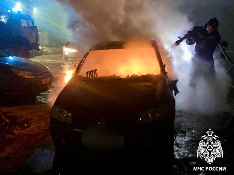 В Ржеве пожарные потушили горящий автомобиль