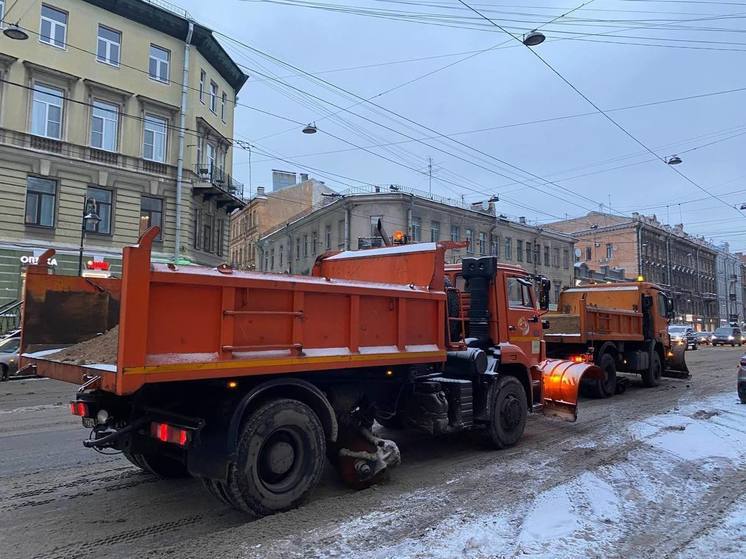 Коммунальные службы вывезли с улиц Петербурга 30 тысяч кубометров снега за сутки
